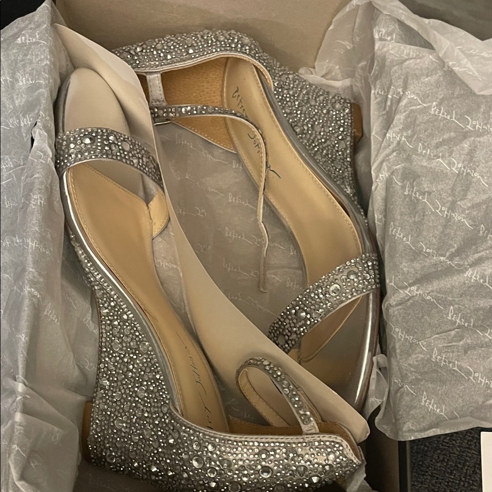 Betsey Johnson Silver Rhinestone Heels